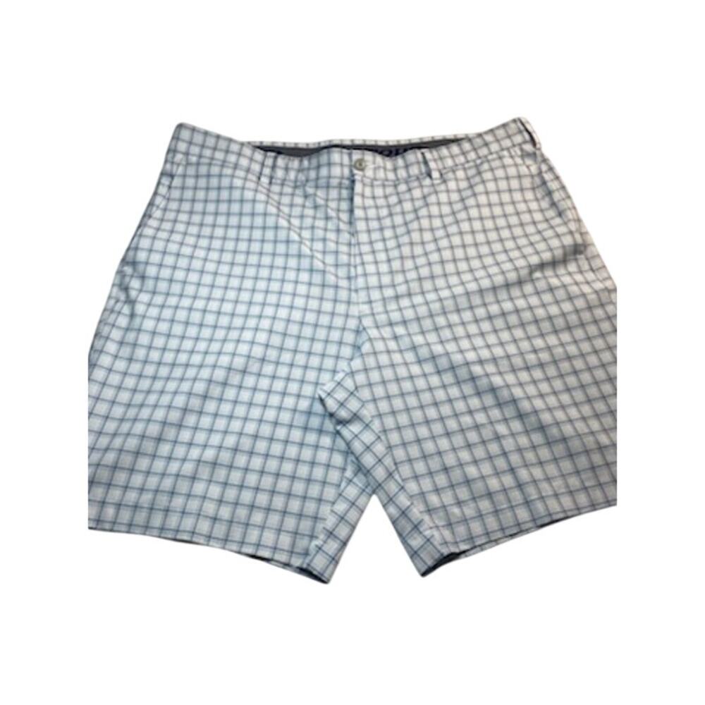 PGA Tour Men’s Golf Shorts 40 • Blue/White Square Pattern • 9" Inseam